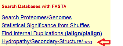 FASTA tool navigation