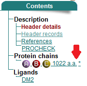 PDBsum contents menu