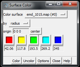 Surface color by radius